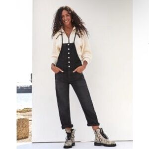 Anthropologie Pilcro Overalls Painter Denim Black Grunge Women sz 25 XS Jumpsuit